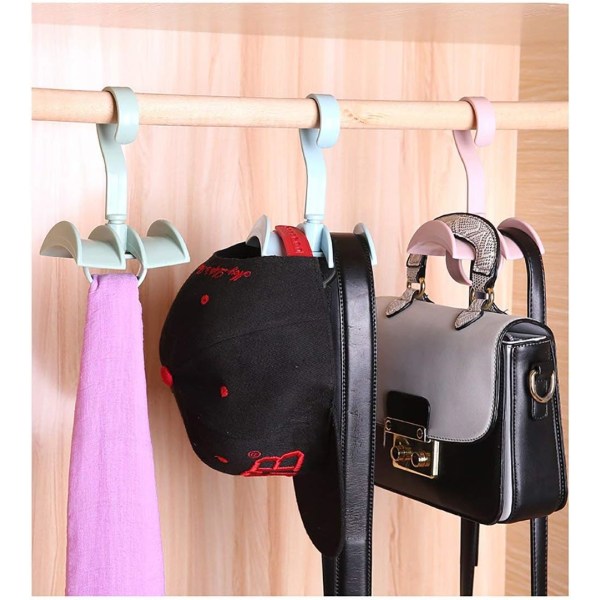 Roterende Hengerstativ Garderobe Oppbevaringskroker for Veske Belte Slips Sjal 4 stk Blue
