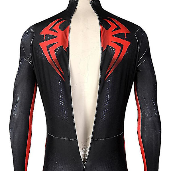Kids Aldult Spider Man Miles Morales Cosplay Costume Party Jumpsuit Spider-man: Across The Spider-verse Fancy Dress -a Full set (including mask) XS
