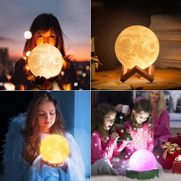 1 stk (15 cm) 3D-månelampe, LED-nattelys dekorativ lampe 16