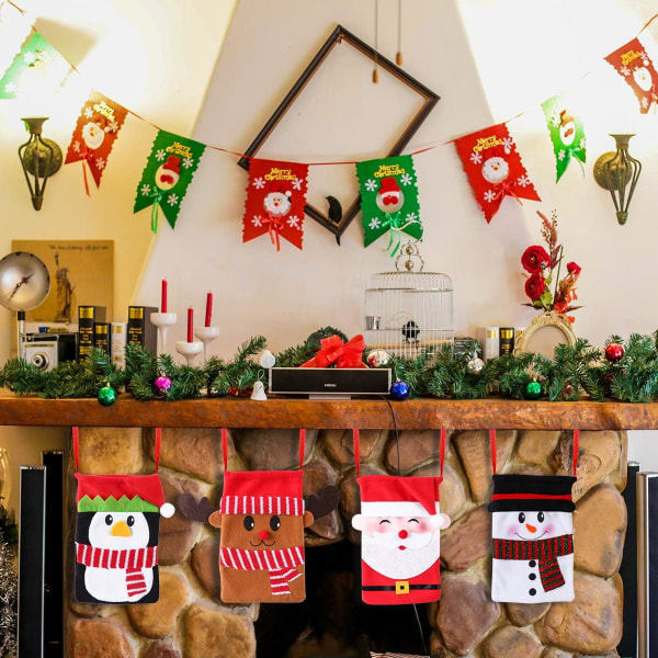 12ST julegodteriposer Gaveposer Supersøt, snømann, julenisse, reinsdyr, pingvin