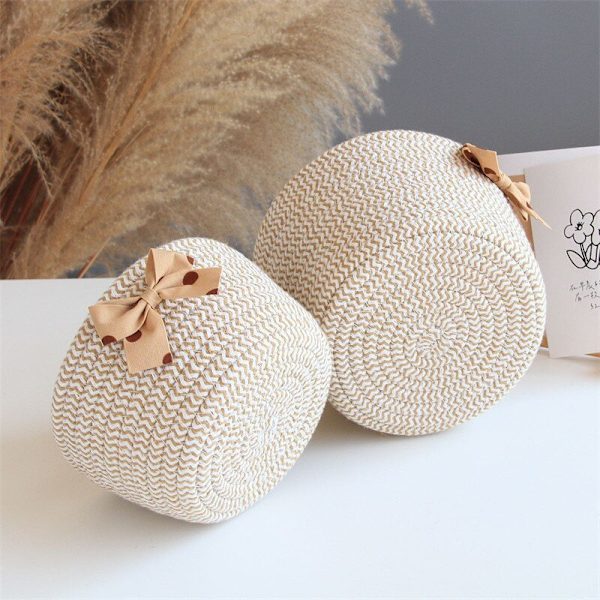 Sløjfe bomuldsreb Opbevaringskurv Vævning Nordisk Diverse Baby snavset tøj Efterbehandlingskurve Desktop Small Organizer Box