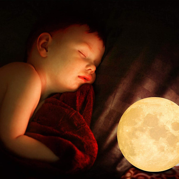 3D Månelampe, LED Natlampe Touch Luna Lampe 3 Farver, 15 cm/5,9 tommer Diameter, USB Opladbar Natlampe