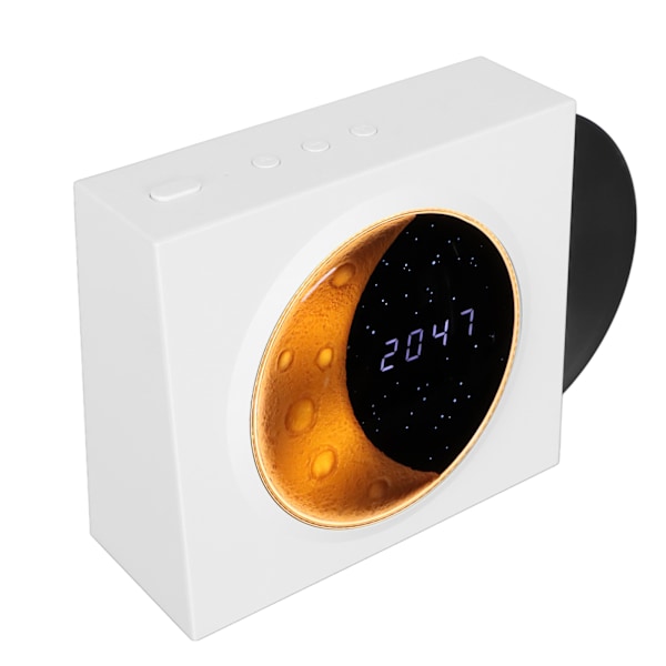 Retro Bluetooth Højttaler Vækkeur Vintage Pladespiller Stil med Måne Stjerne Natlys til Soveværelse Indretning Hvid