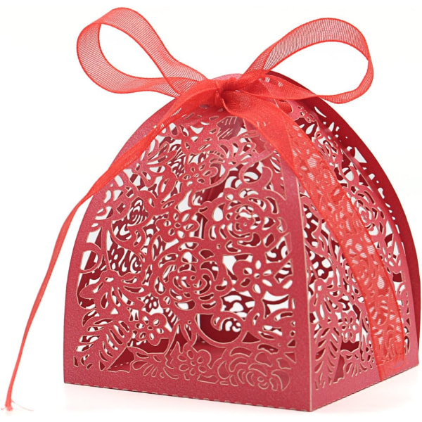 Paket med 100 Laser Cut Rose Candy Boxes, Favor Boxes 2,5" x 2,5"x