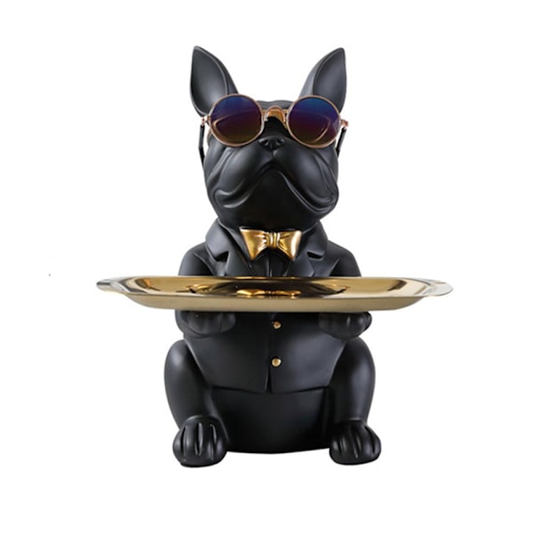 Bulldog Skulptur Hund Statue SORT