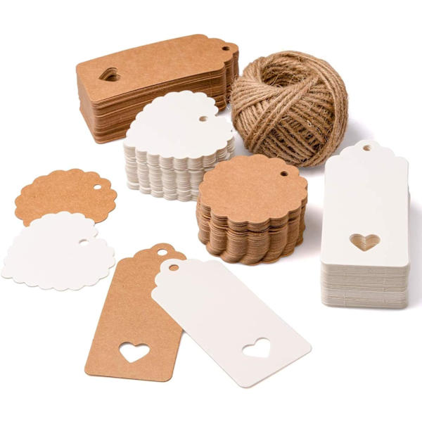 Gavemærker, 200 Kraft-papirmærker Vintage bryllupsfavoritter