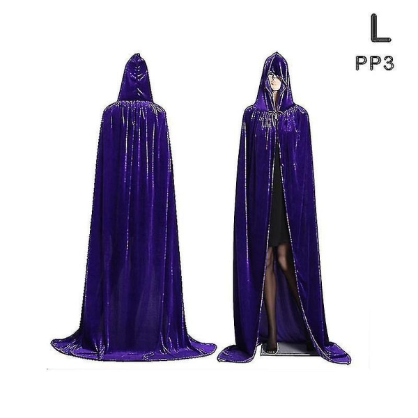 Middelalder Vampyr Fløjl Hættekappe Lang Robe Kappe Halloween Kostume _sc Purple L