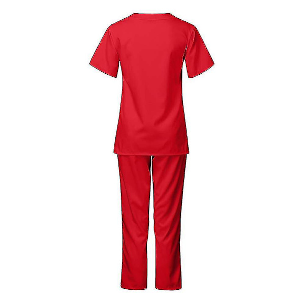 Unisex Top Bukser Scrub Sæt Tandlæge Kostume Til Brug Red L