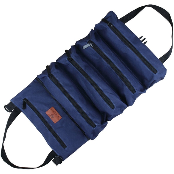 Käärittävä työkalulaukku, jossa 5 vetoketjullista taskua, monipuolinen työkalulaukku (sininen)