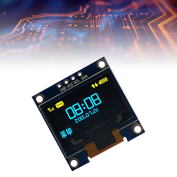 Gul Blå Dubbelfärgad 3.3V 5V 0.96in Organisk LED-skärm Organisk LED-displaymodul IIC I2C Seriell Display