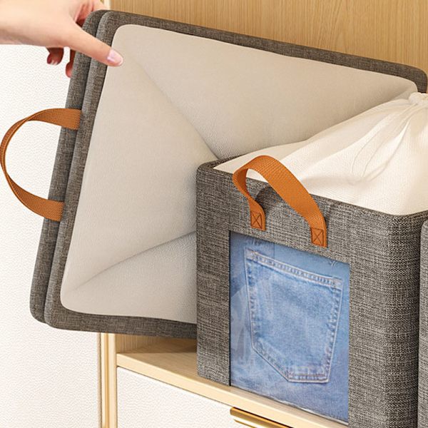 Skab Garderobeskuffe Fugtsikker Stor Kapacitet Kurv Til Stue Beige Large Size