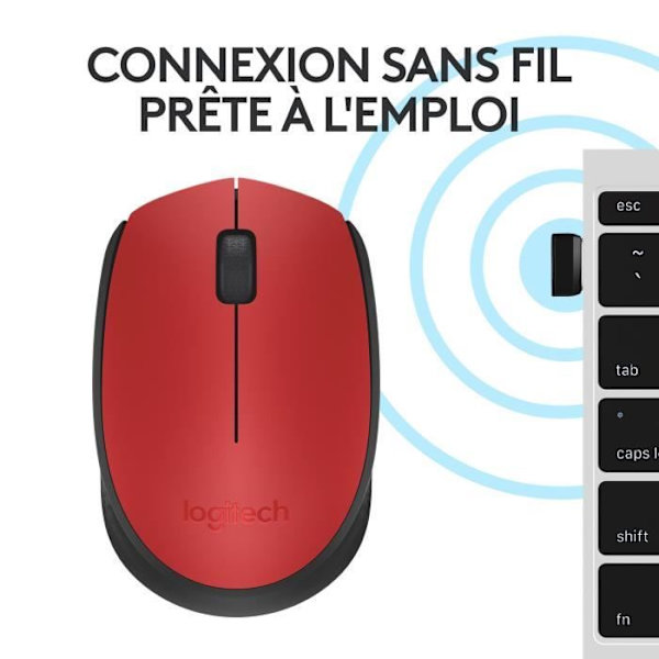 LOGITECH - M171 Ambidekster trådløs mus - Rød - Lang rekkevidde