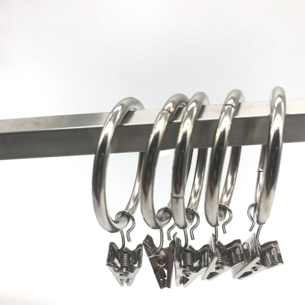 Gardinklemmer - Metal Gardinstang - Voile Net Ringkroge Silver 1PC