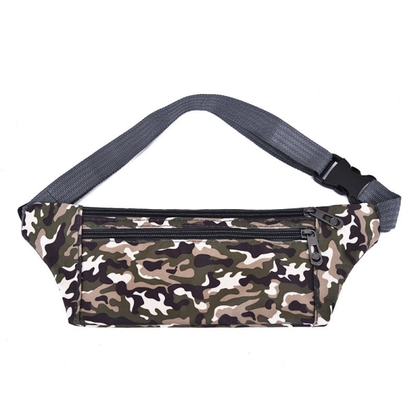 Män kvinnor Fanny Pack Midjeväska Utomhuslöpning Fitness Män och en-axels sned kamouflageväska Camouflage Brown