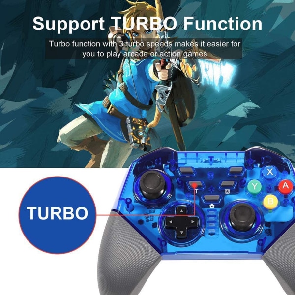 Switch Pro Controller, Shumeifang Trådlös Bluetooth Controller Switch Pro Remote Gamepad Nintendo Switch Consolelle - Sininen