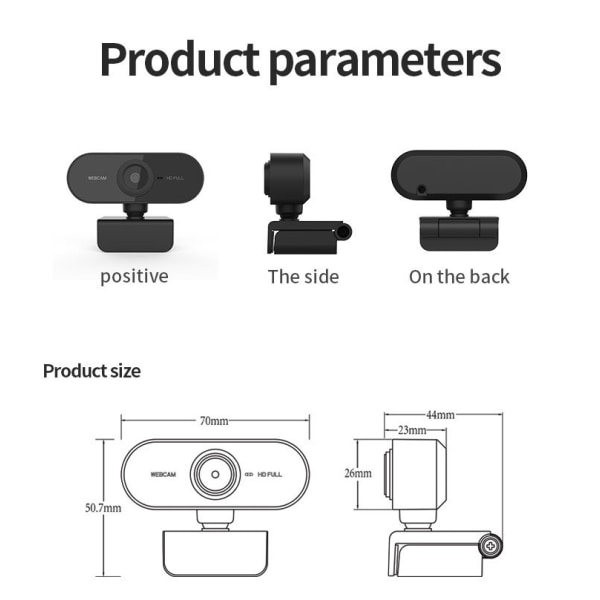 Webbkamera med mikrofon, Full HD 1080P webbkameror för stationära och bärbara datorer Conf