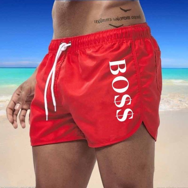 Boss Casual Fashion Strandshorts för män Badshorts Red Red L