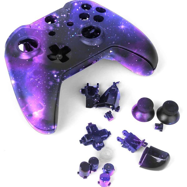 Komplett case Ersättningsdelar för Xbox One trådlös handkontroll Nyckelbyte (Purple Starry Sky)