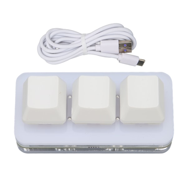 USB 3-knappers Mini Tastatur RGB LED Bakgrunnsbelysning Støtter Hot Swap OSU HID Makro Programmering Tastatur for Windows for OS X for Linux Hvit