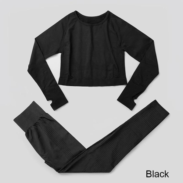 Sæt Kvinder Gym Fitness Yoga Tøj Sportstøj Træningstræning Leggings&Top Dame Blå blue L