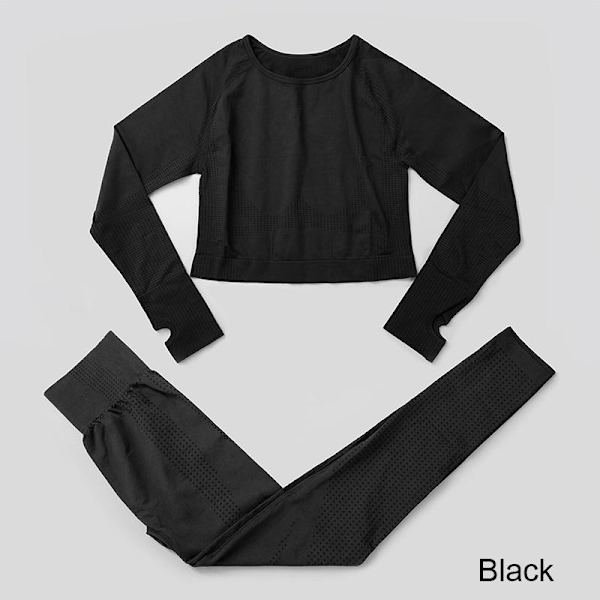 Set Kvinner Gym Fitness Yoga Klær Sportstøy Trening Trenings Leggings&Topp Dame Vinrød10 Wine red10 S