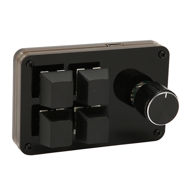 Mini 4-knapps tangentbord med ratt, anpassningsbart makroprogram, hot-swappable tangentbord, separat kabel, mekaniskt tangentbord med blå brytare