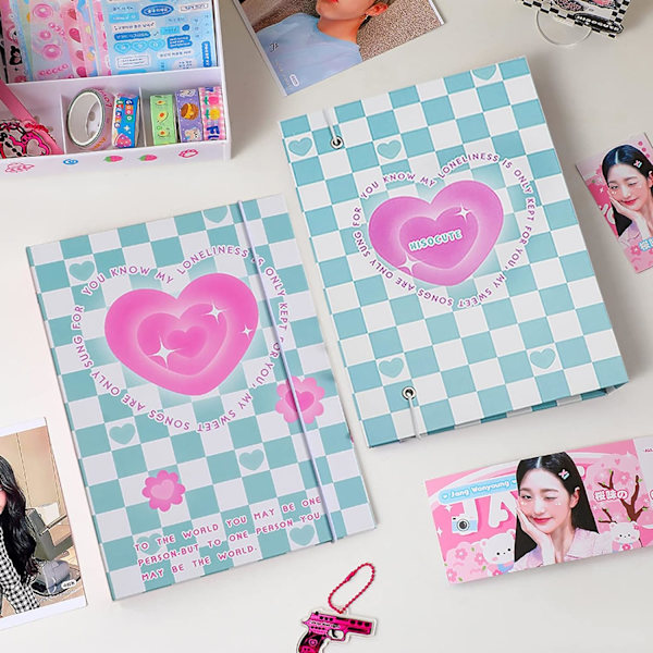 A5-mappe Kpop-fotokortalbum med 20 stk indre 3-tommers fotoalbum-lommer i løse blade Genopfyldeligt 6-rings Mappeomslag Cover