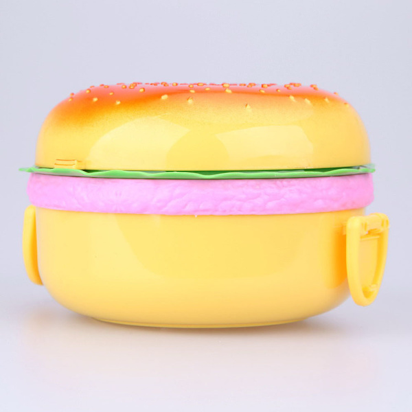 Kaksoiskerros Muovi Hamburger Bento Lounaslaatikko, Ruokakontti