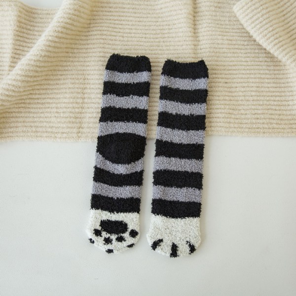 12 par Anti-Slip Fluffy Animal Socks med Gummi Home Warm