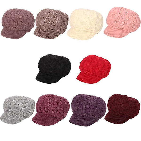 HHL Kvinnor Stickad Mössa Stickad Visir Beanie Hattar Basker Keps Varma Ski Cap För Vinter