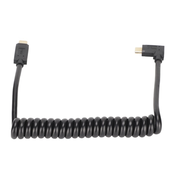 USB C Kabel USB C til USB C 14K 60hz 3A Hurtig Opladning 10Gbps 1.2m Spiral Fjeder Design USB C Strømkabel Han Side Bøjet til Han Lige Stik