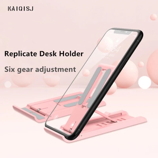 Bærbar bordtelefonholder Telefon Mobilholder Støtte hvid 120*49*10mm pink
