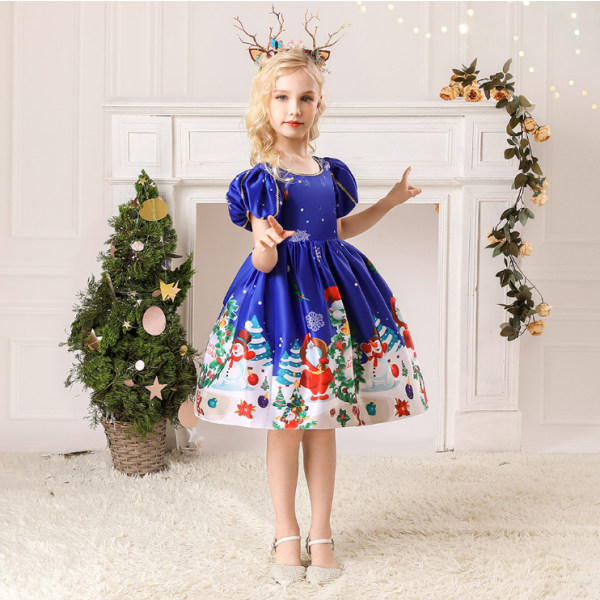 Prinsessa tyttöjen mekko joulun syntymäpäiväjuhliin blue 140