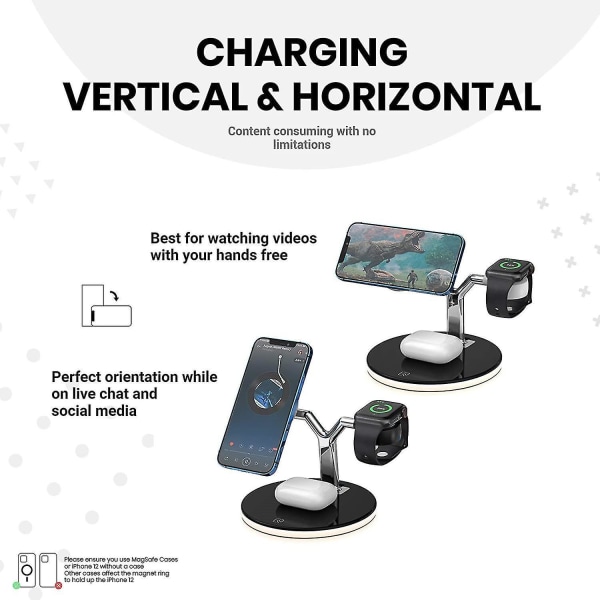 Gh 3 In 1 Wireless Charging Station,compatible With Magsafe | Iphone 12 Wireless Charger Dock