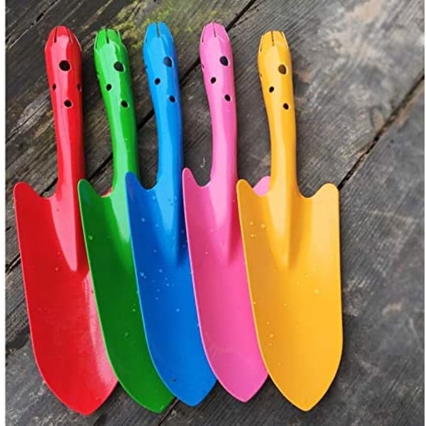 Mini Färgglada Metall Handskyfflar för Plantering, Grävning och Omplantering av Blomjord - Trädgårdspresenter för Barn (5-Pack)