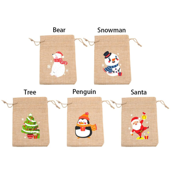 Linnedpose Jute Gaveposer 10X14CMSANTA SANTA 10x14cm 10x14cmsanta
