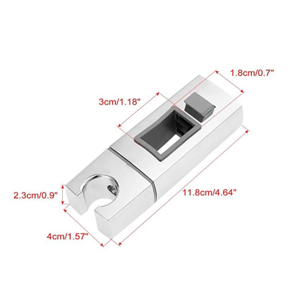 Glidende brusehovedholder til Rail-18 x 30mm-Rektangulær, firkantet