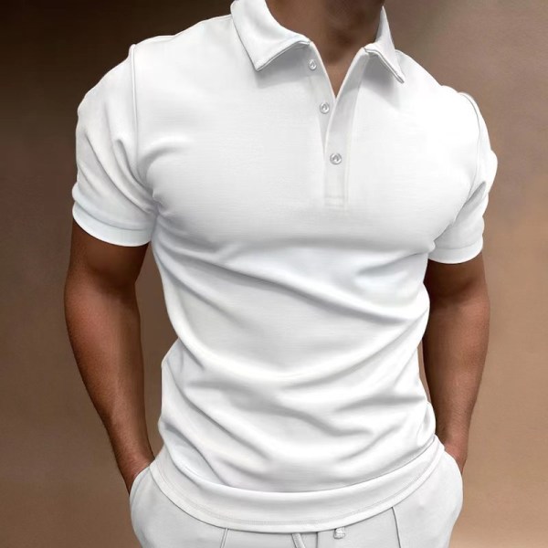 2023 vår och sommar pikétröja för män kortärmad T-shirtjacka med knapp Grey Grey L