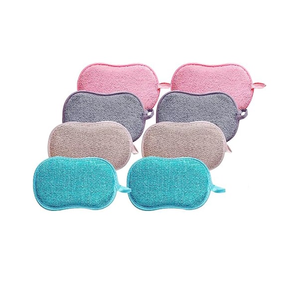 Set med 8 tvättbara disksvampar i mikrofiber, täydellinen för nonstick s