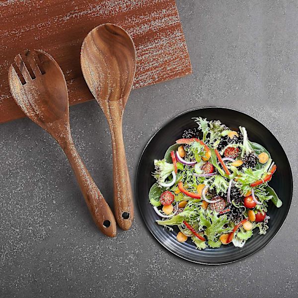 Set av trä, 6-delat set, köksredskapsset, set med non-stick