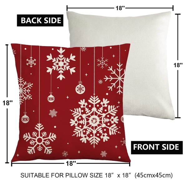 Julkuddfodral 18x18in Set med 4 Holiday Decor