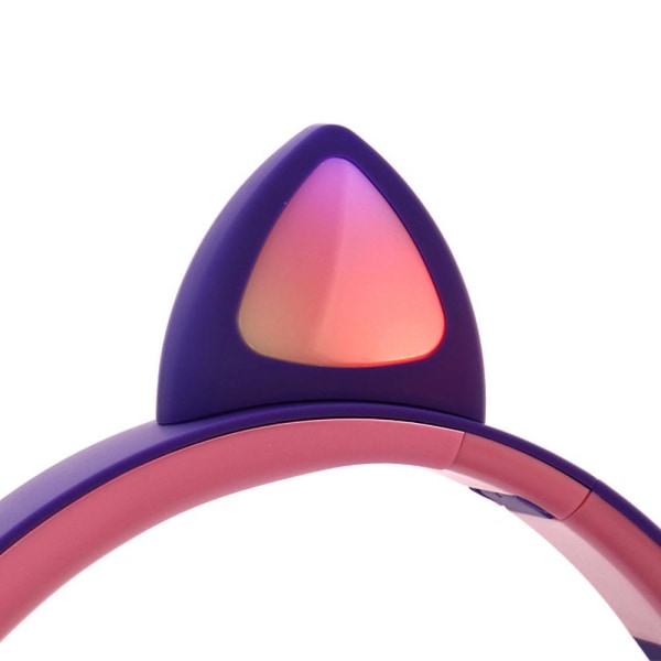 Langattomat Bluetooth-lapsikännet, Kissan korvat Bluetooth Langattomat/langalliset kuulokkeet, LED-valot Langattomat Lapsikännet Over Ear Mikrofonilla Purple