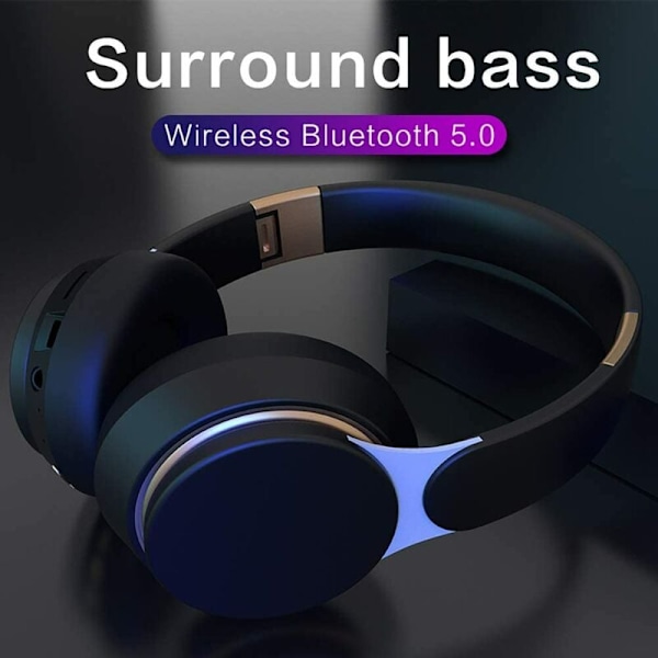 Bluetooth-kuulokkeet, langattomat Bluetooth-kuulokkeet mikrofonilla TF/FM, Bluetooth-kuulokemikrofoni, pelikäyttöön, melunvaimennus iPhone, iPad, Android - musta A
