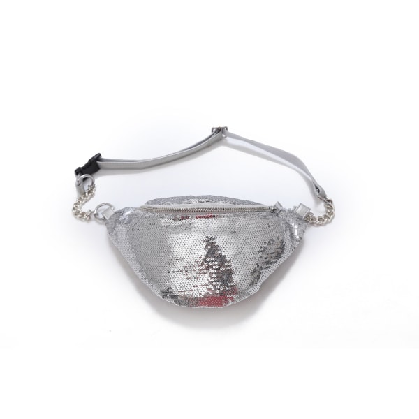 Män kvinnor Fanny Pack Midjeväska Vind Trendig Bröstmode Crossbody Liten Personlig Silver