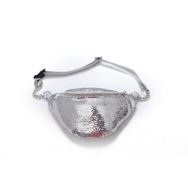 Miehet Naiset Fanny Pack vyötärölaukku Tuuli Trendikäs Rinta Muoti Crossbody Small Personal Silver