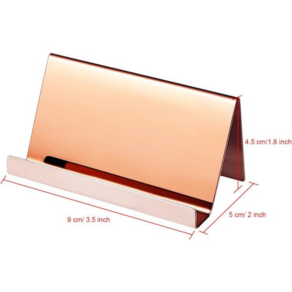 2-pak visitkortsholdere i rustfrit stål Desktop Card Display Visitkortsstativ Organizer (roséguld)