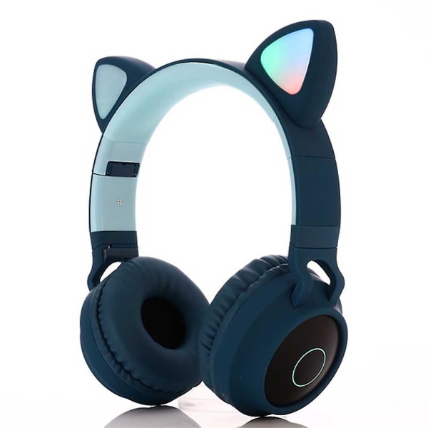 Langattomat Bluetooth-kuulokkeet lapsille, Cat Ear Bluetooth -langattomat/langalliset kuulokkeet, LED Light Up langattomat lasten kuulokkeet blue