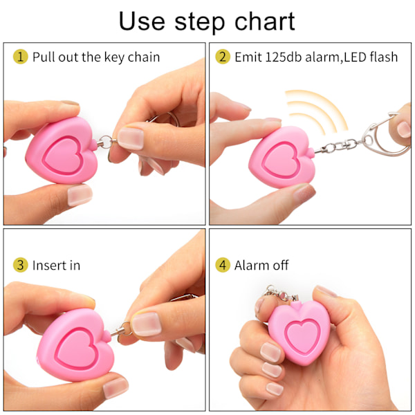 Personligt larm – Heart Shape Safe Sound Personligt larm nyckelring f