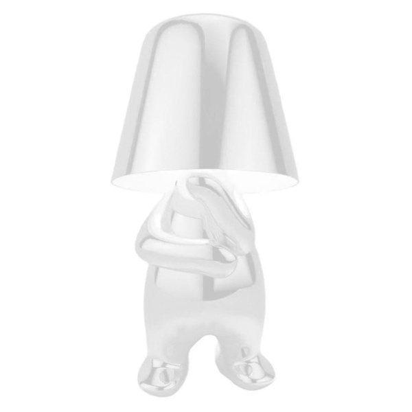 edside Touch Word-lampe, guldtænkerlampe Skrivebordslampe Trådløs genopladelig Ærede dekorativ sengelampe med amerikansk opladning silver B