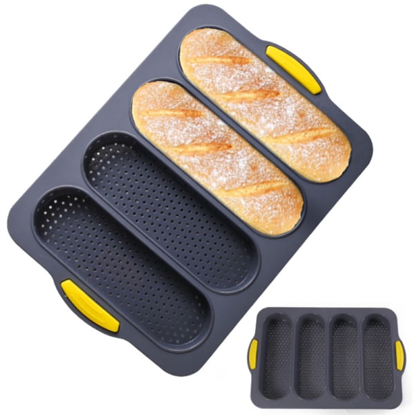 4-håls non-stick silikon bröd bakform Fransk form Pink